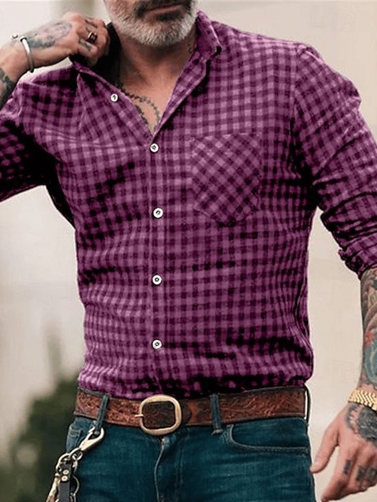 Camisa a cuadros ejecutivo de manga larga para hombre