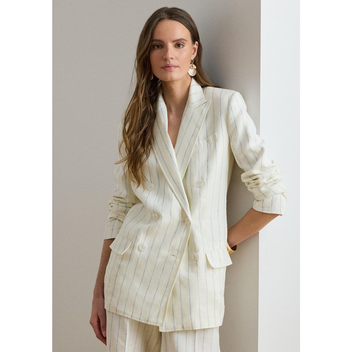 Women's Striped Linen Twill Blazer - 1