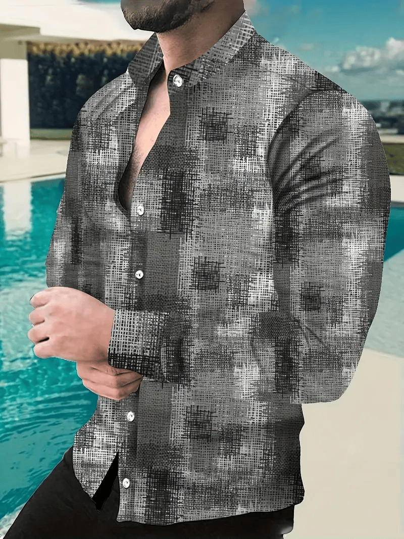 Camisa a cuadros ejecutivo de manga larga para hombre