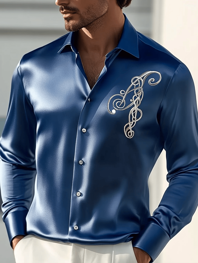 Camisa de lujo seda ejecutivo clásico de manga larga para hombre
