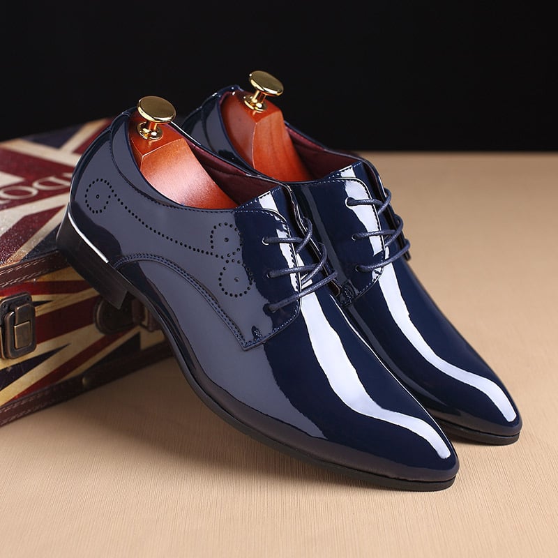 para hombre English Gentlepara hombre Glossy ejecutivo Attire Pointed PU Leather zapatos