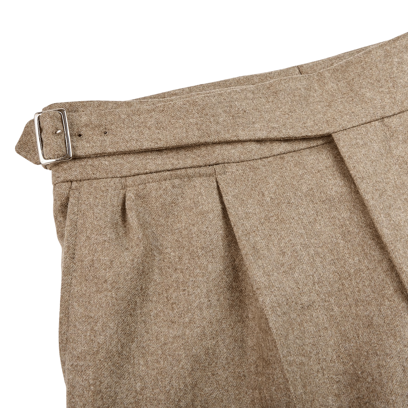 Light Brown lana Flannel Pleated Gurkha Trousers