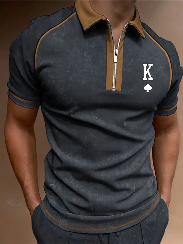 Camisa polo ejecutivo Logo con botones de manga corta para hombre