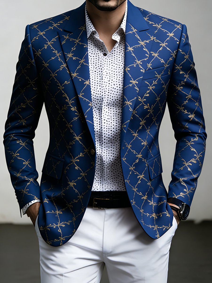 Chaqueta de lujo ejecutivo a cuadros estampado Suit para hombre
