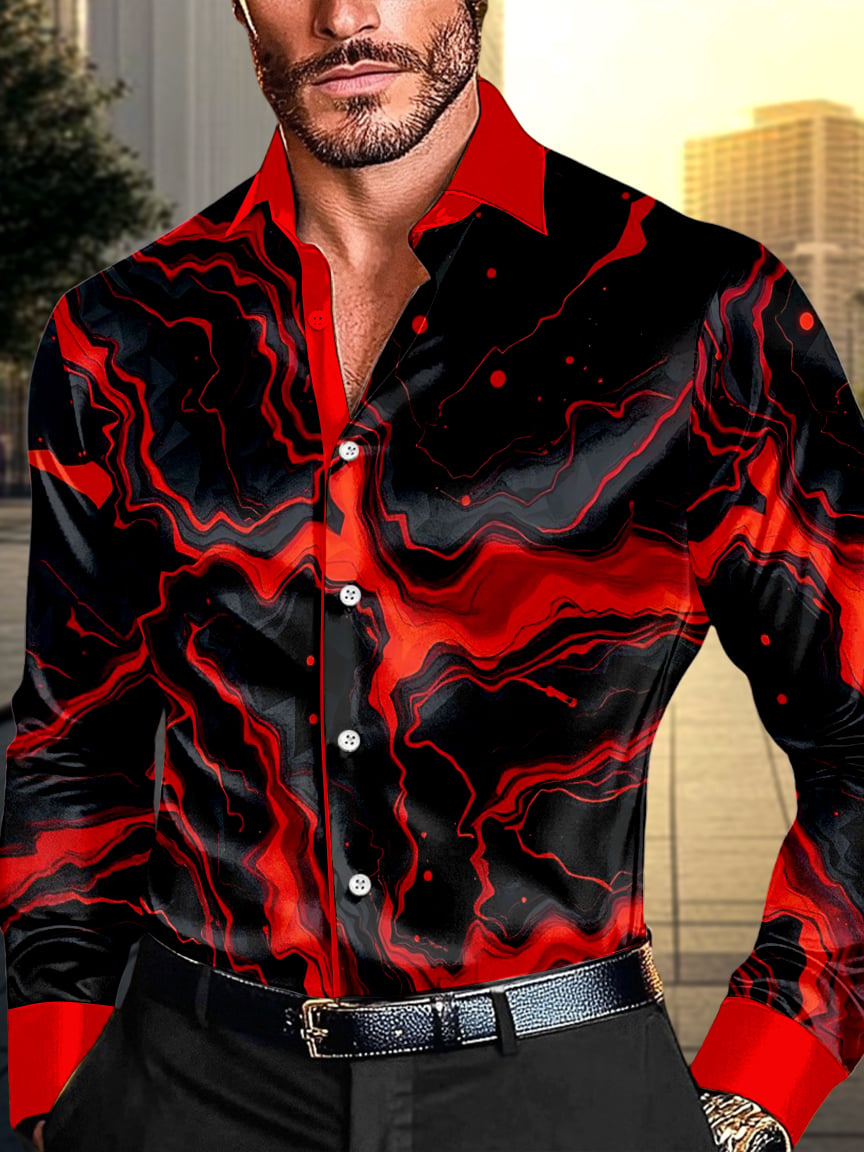 Camisa satén Luxe de manga larga con botones para hombre