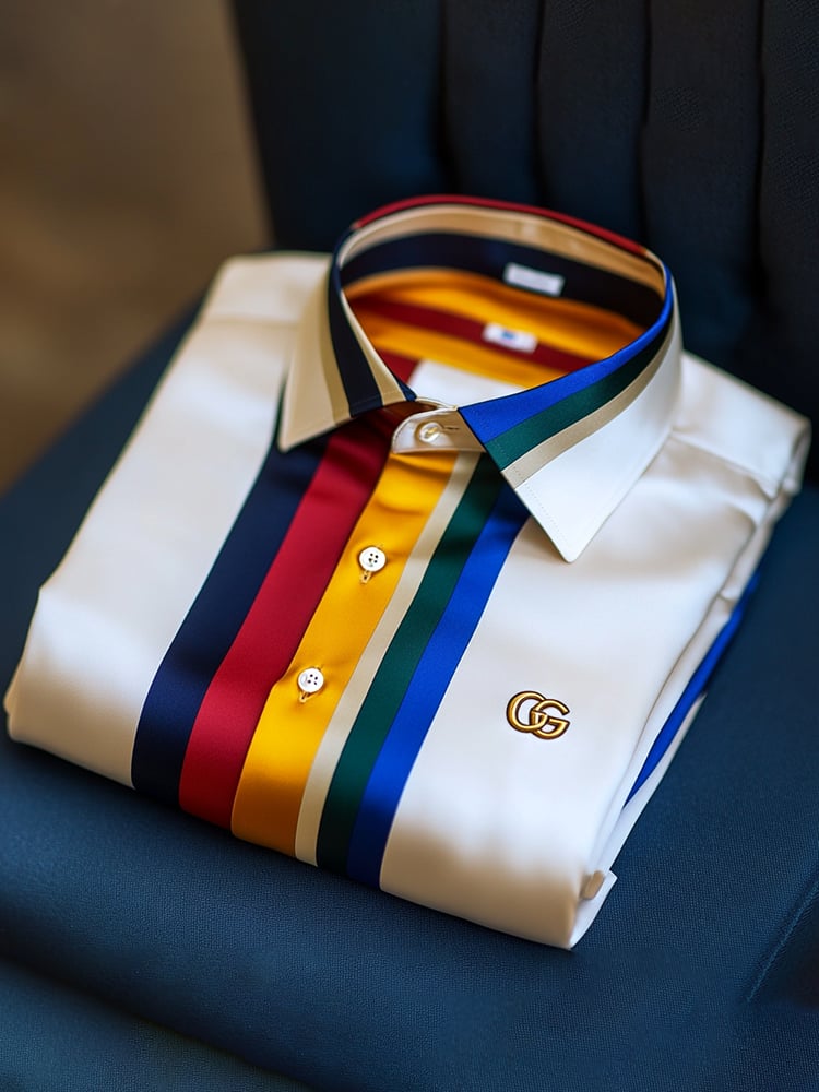Camisa satén Luxe de manga larga con botones para hombre