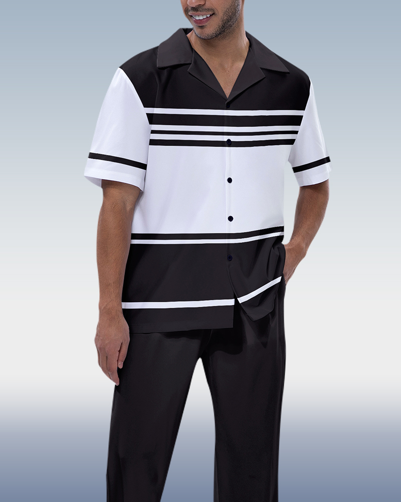 Rianmond Black Bar de manga corta Walking Suit para hombre