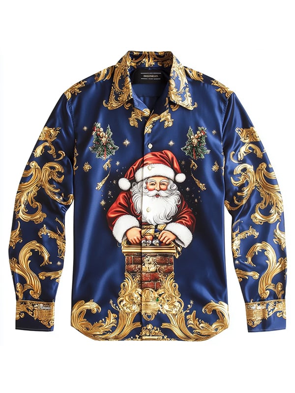 Camisa seda Christmas de lujo ejecutivo de manga larga para hombre