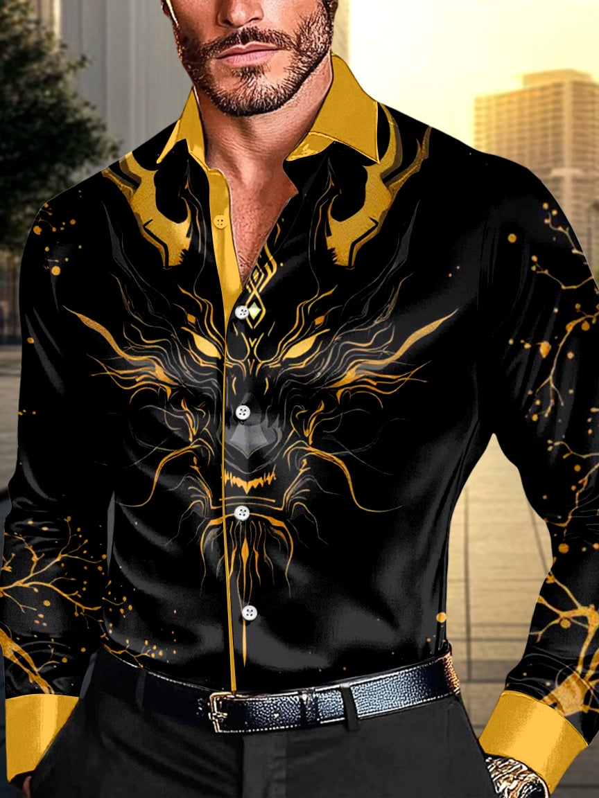 Camisa satén Luxe de manga larga con botones para hombre