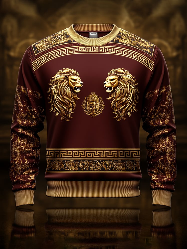 Sudadera de lujo estampado cuello redondo para hombre