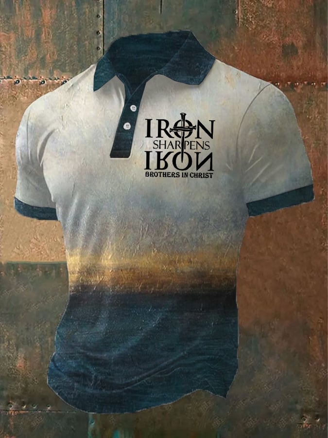 Camisa polo retro Faith casual estampado para hombre