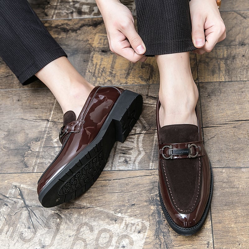 Mocasines de modaable Patent gamuza Splicing para hombre