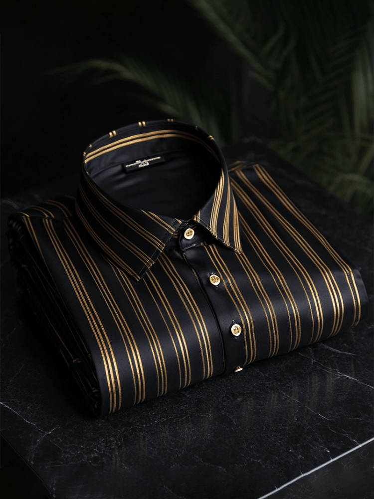Camisa satén Luxe de manga larga con botones para hombre