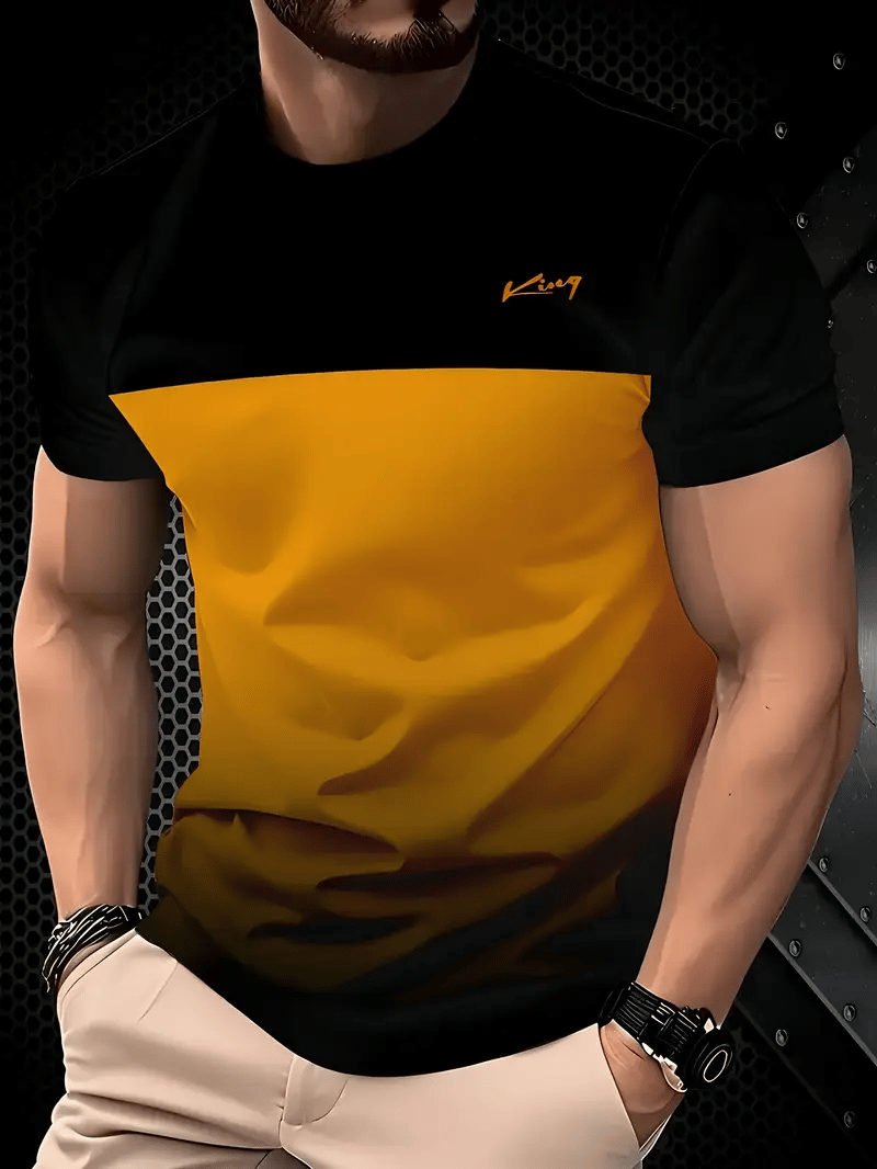 Camiseta ejecutivo rayas Logo estampado de manga corta para hombre