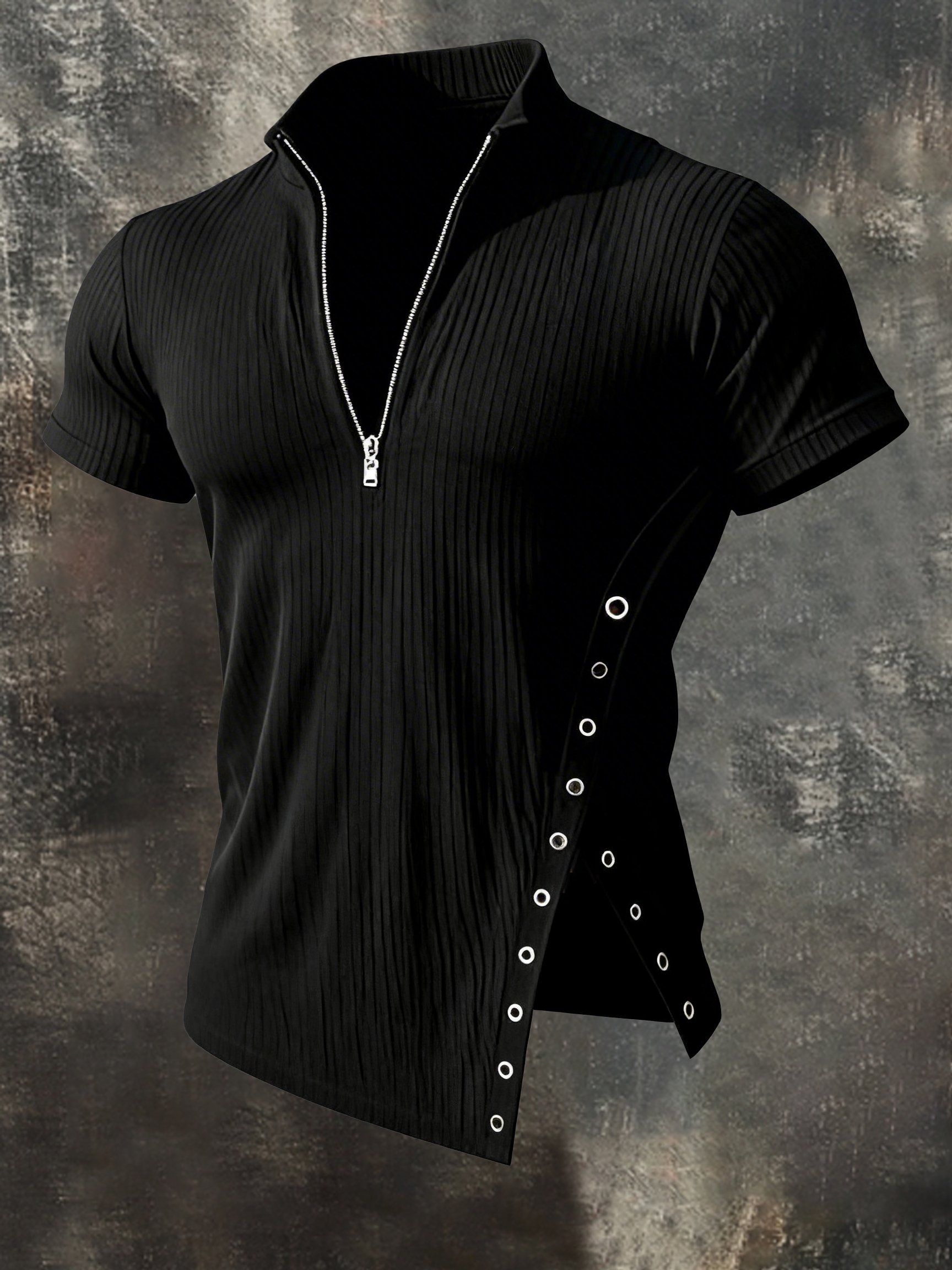 Camiseta retro Half-Zip de manga corta para hombre