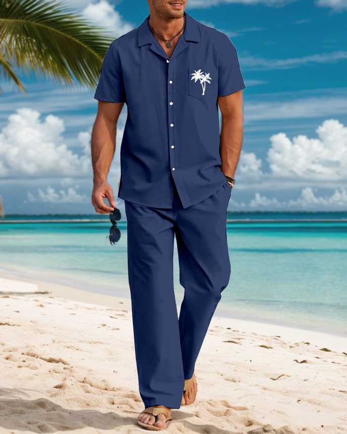 Suitmens Vacation Coconut Tree Pattern Walking Suit para hombre