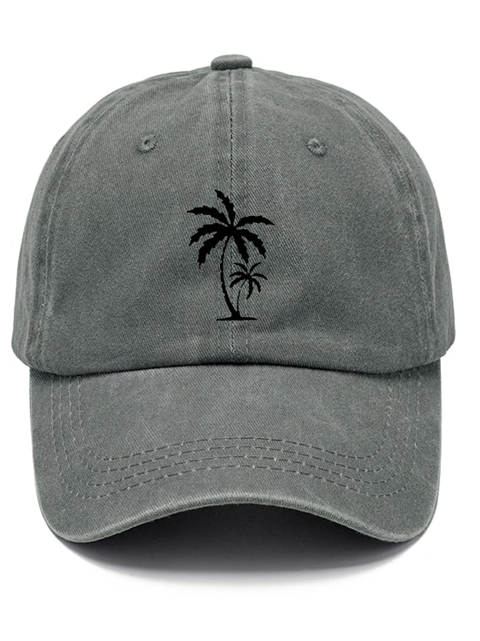 Unisex desgastado Washed de algodón Hawaiian Coconut Tree estampado Vacation casual Hat
