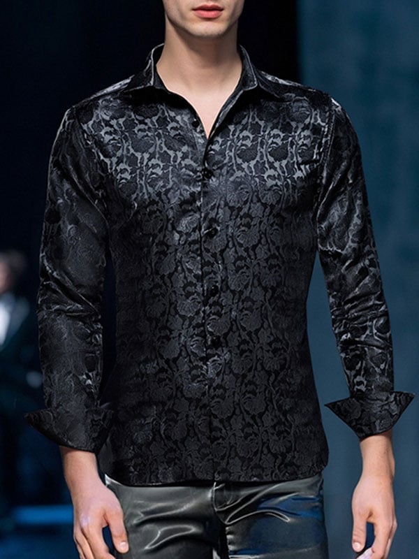 Camisa satén Luxe de manga larga con botones para hombre