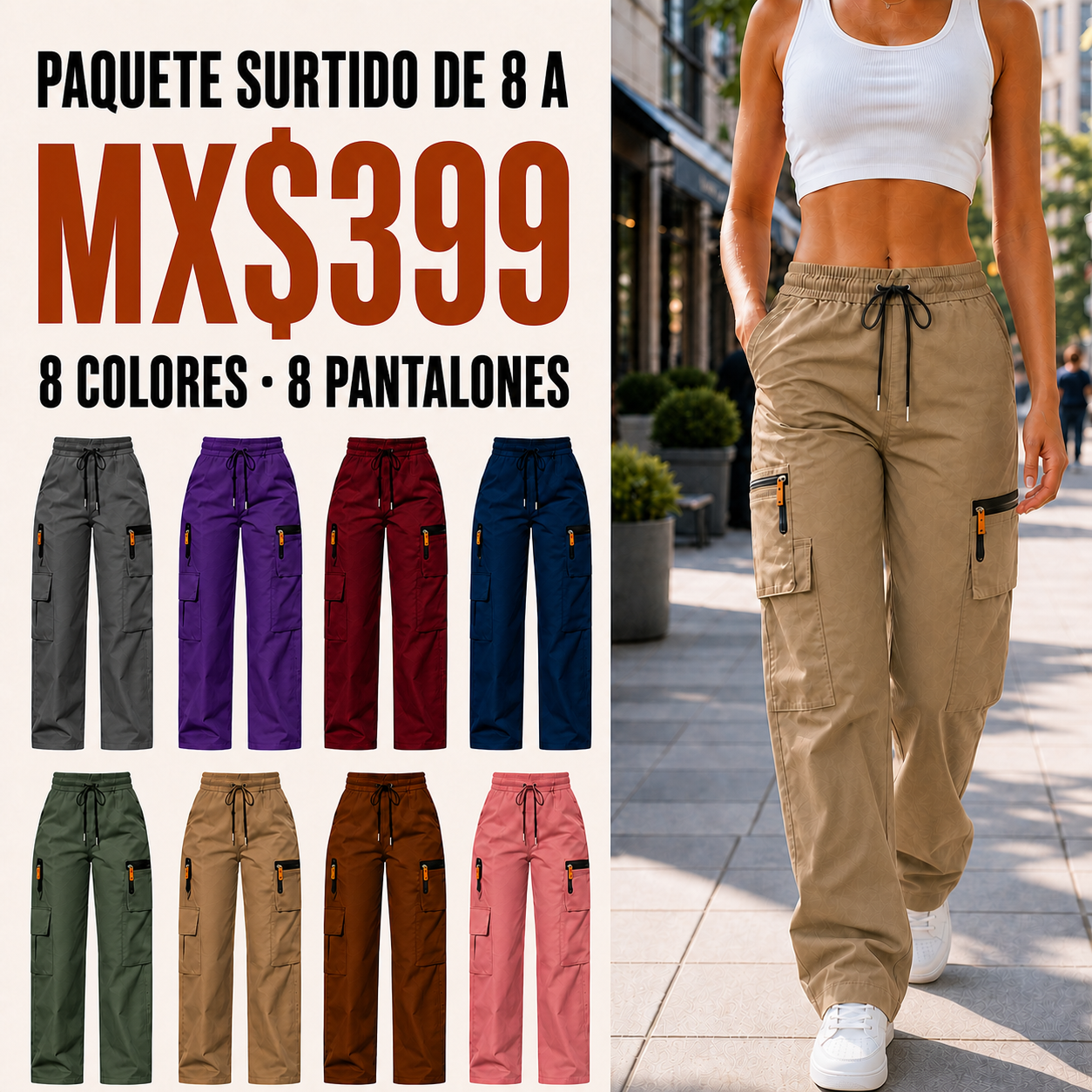 Pantalón cargo transpirable de verano para mujer · vista 1