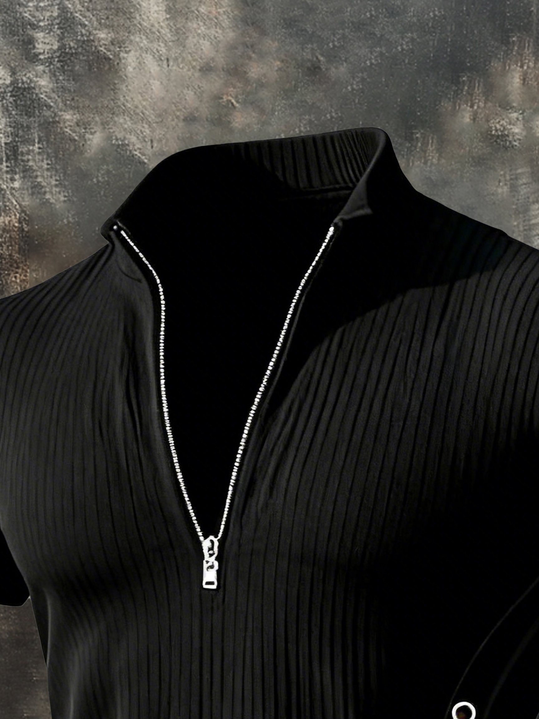 Camiseta retro Half-Zip de manga corta para hombre