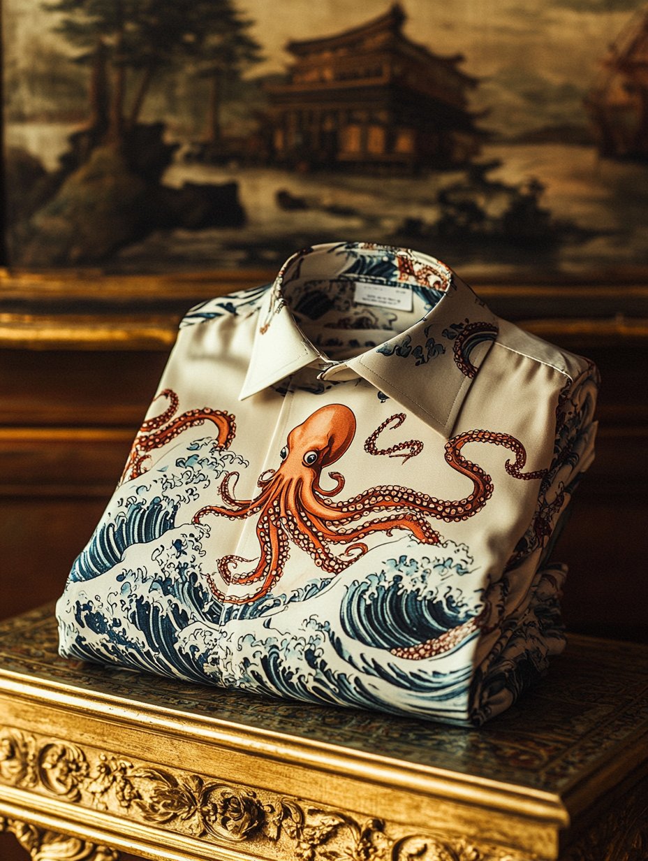 Camisa satén Wing de lujo ejecutivo de manga larga para hombre