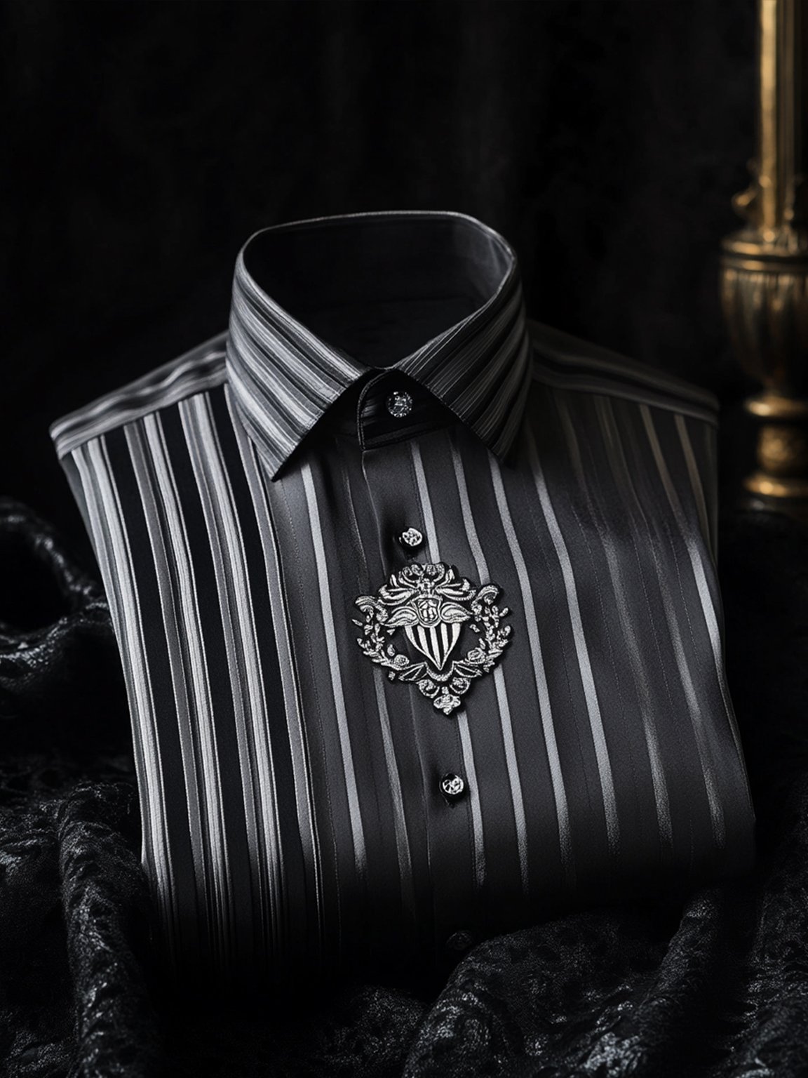 Camisa satén Luxe de manga larga con botones para hombre