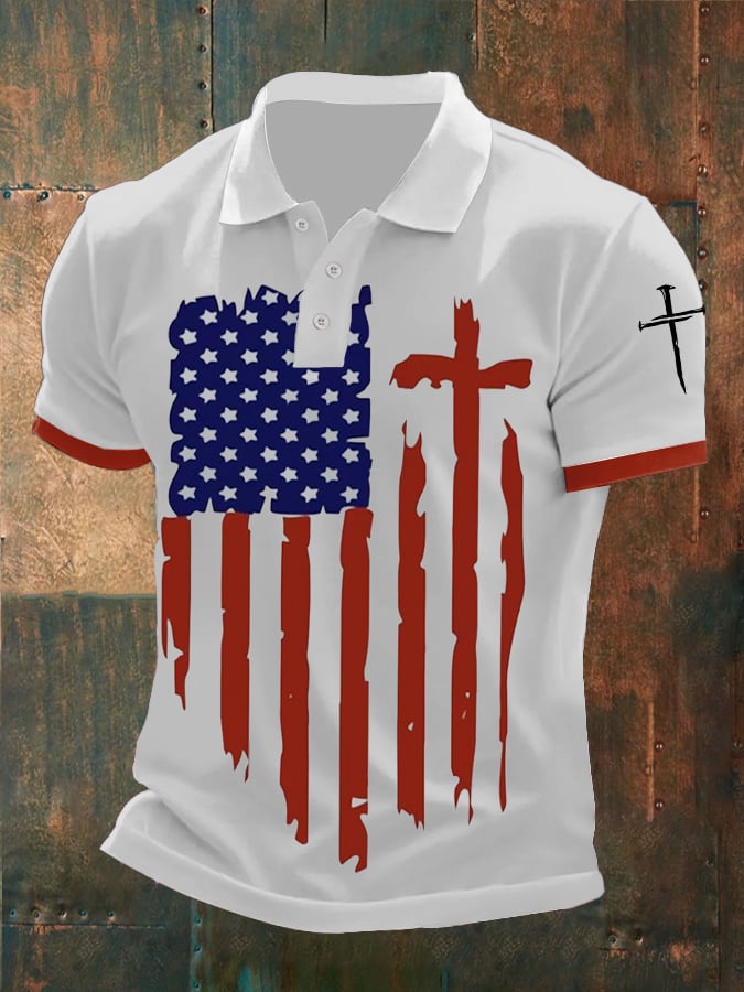 Camisa polo American Cross estampado para hombre