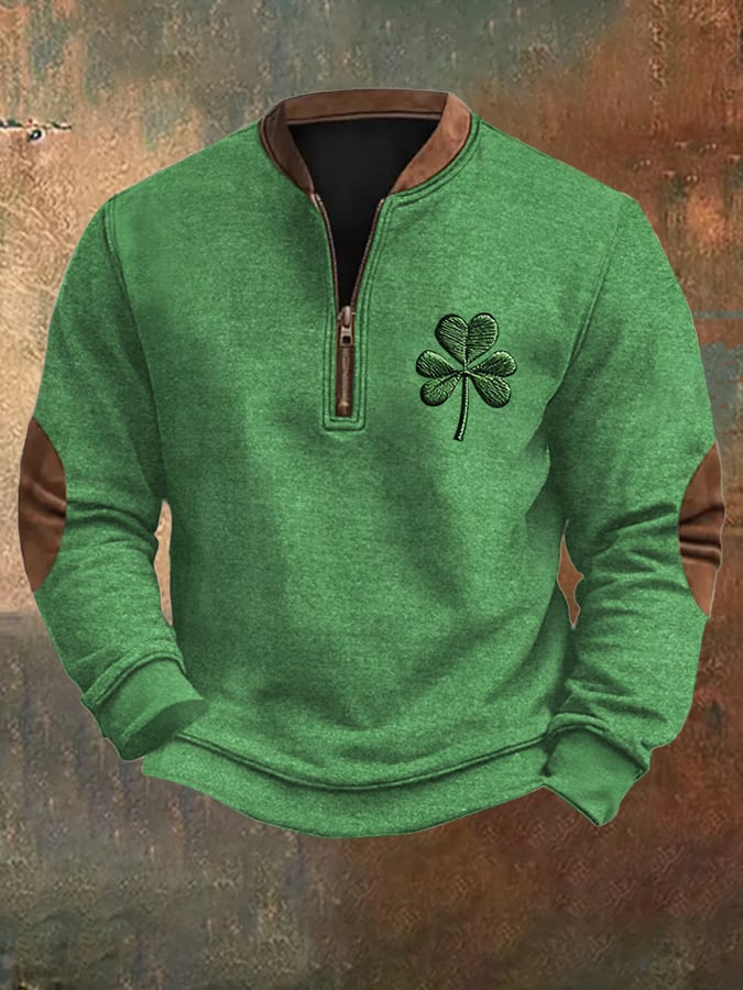 Sudadera St. Patrick's Day estampado con cierre para hombre