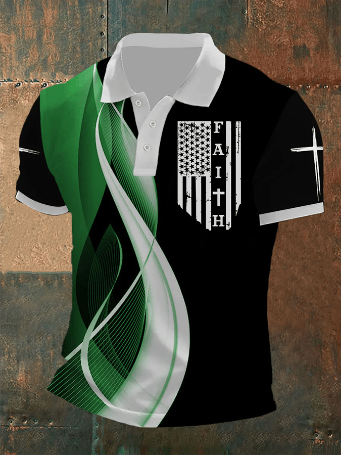 Camisa polo Faith estampado de manga corta para hombre