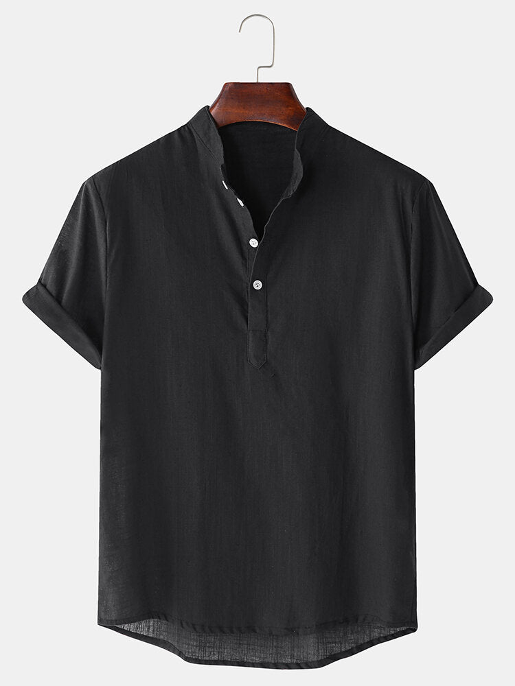 De color sólido Basic Henley camisas