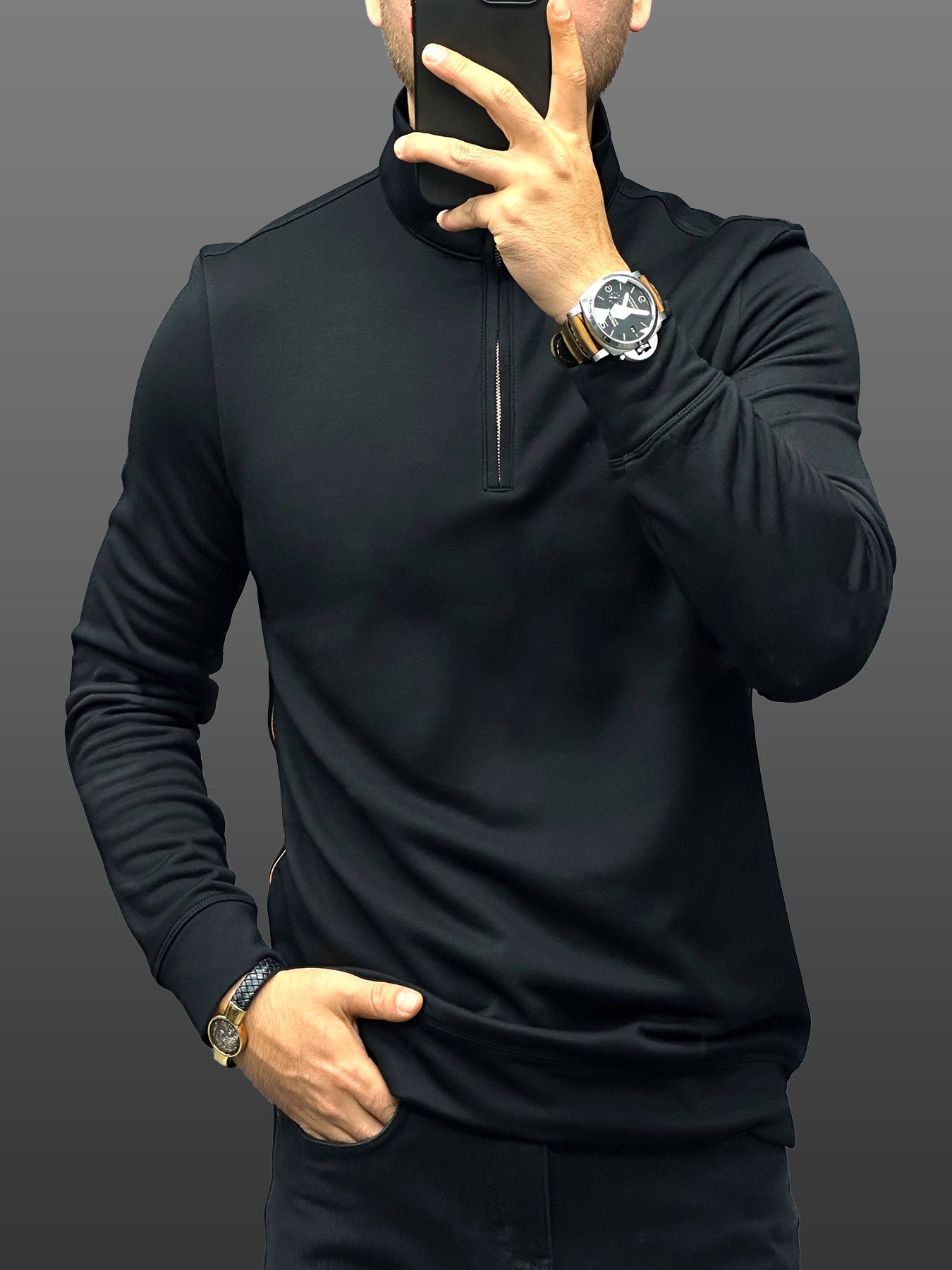 Sudadera SmoothBlend Half Zip Mock Neck