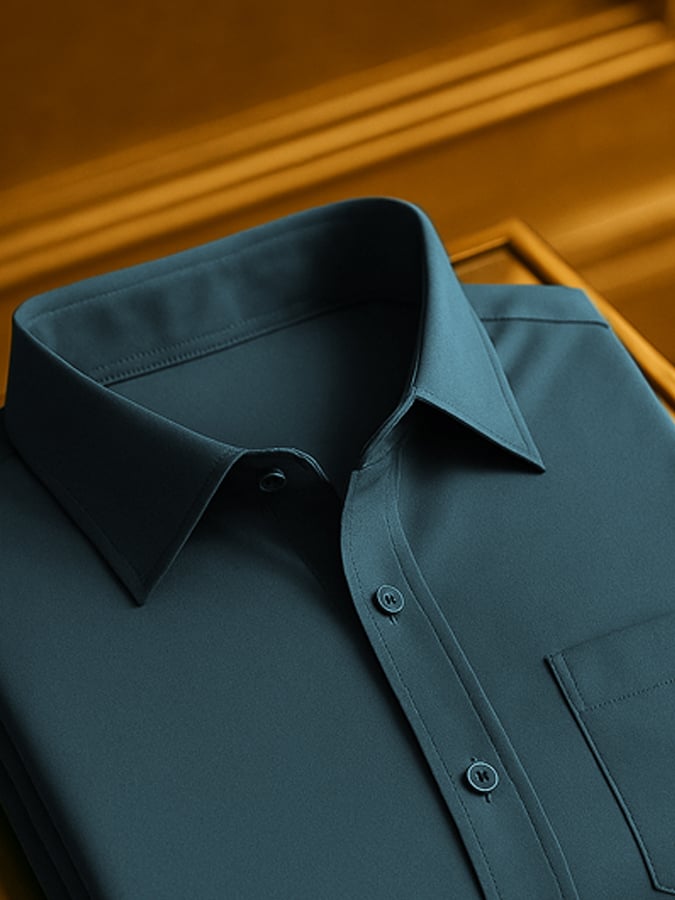 Camisa de moda High-End Light de lujo solapa de manga corta para hombre