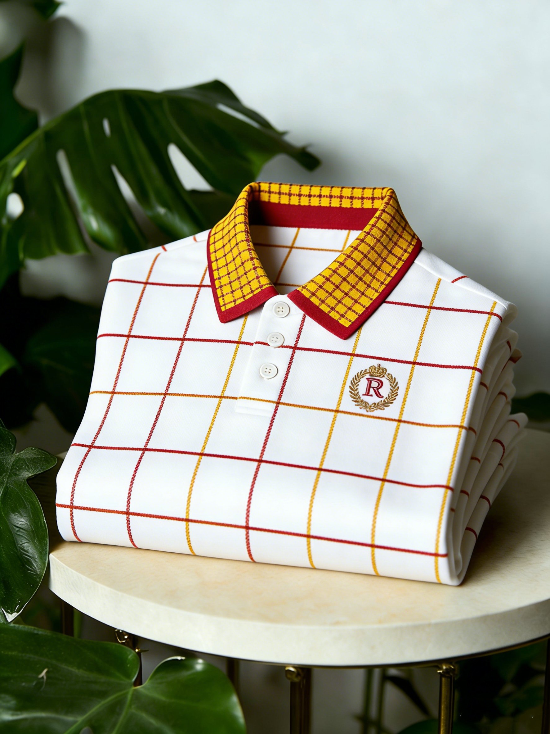 Camisa polo ejecutivo clásico Button de manga corta clásico a cuadros para hombre