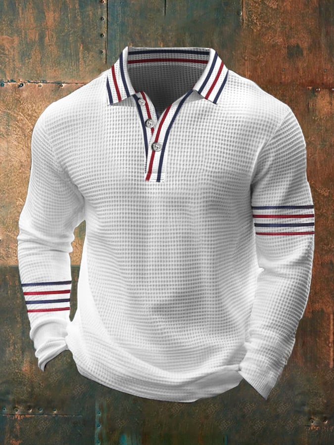 Casual Contrast Waffle Polo para hombre