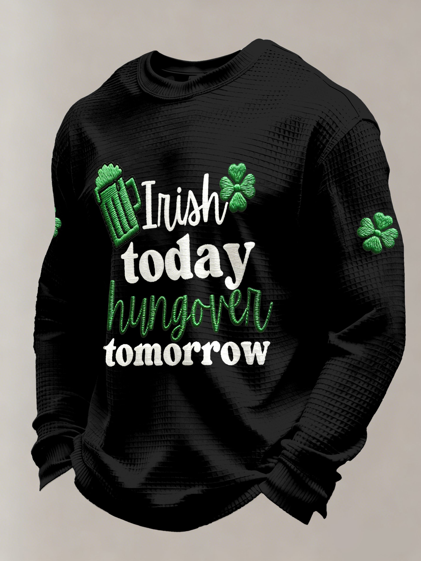 Saint Patrick estampado casual de manga larga Top para hombre