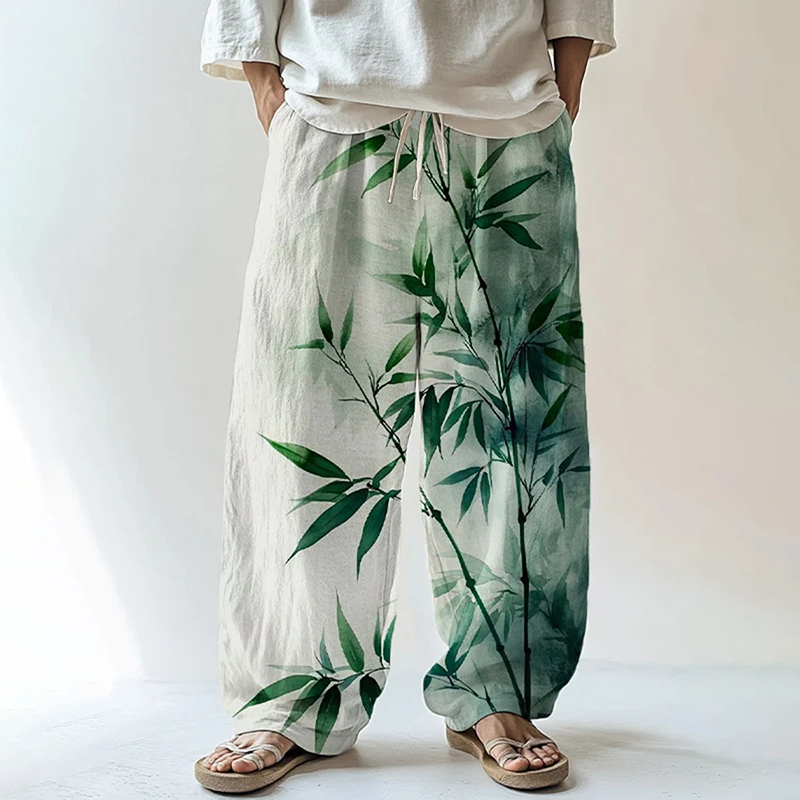 Pantalón Ink Art Bamboo estampado casual para hombre