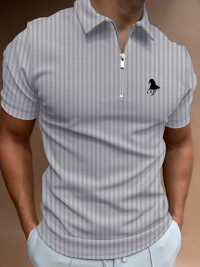 Camisa polo Horse estampado casual para hombre