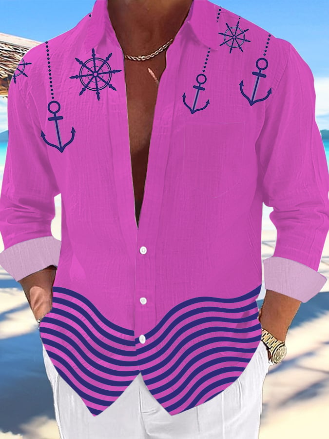 Camisa casual Hawaiian estampado Lapel para hombre