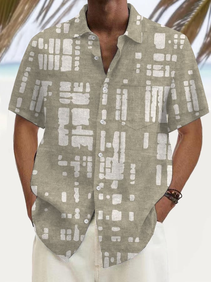Camisa vintage Textured estampado casual Vacation (With Pockets) para hombre