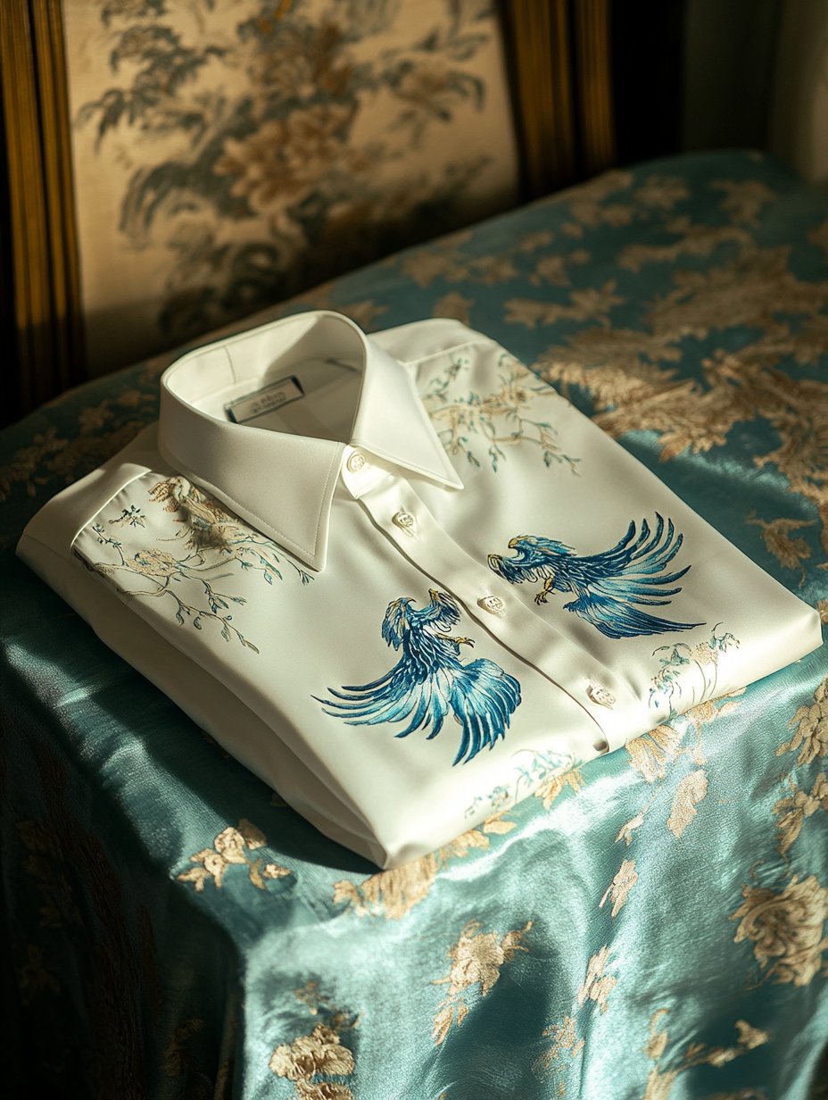 Camisa ejecutivo casual floral Eagle solapa de manga corta para hombre