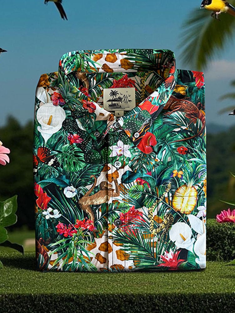 Camisa Western vintage estampado Waffle de manga corta para hombre