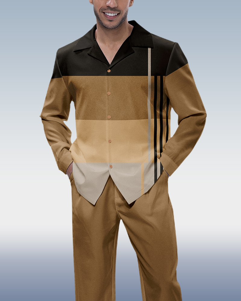 Colorblock casual de manga larga walking suit