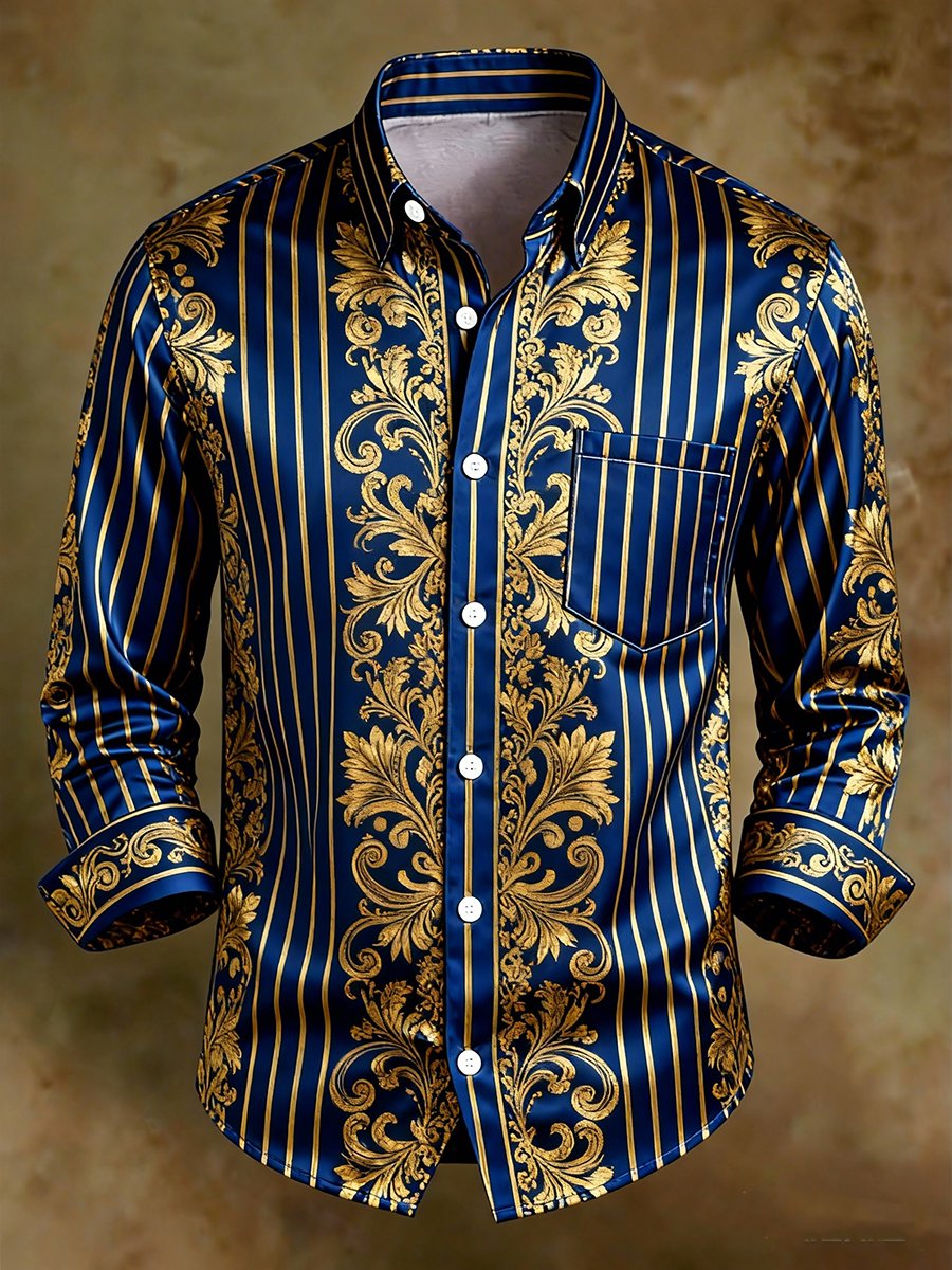 Camisa ejecutivo a rayas de manga larga With bolsillo para hombre