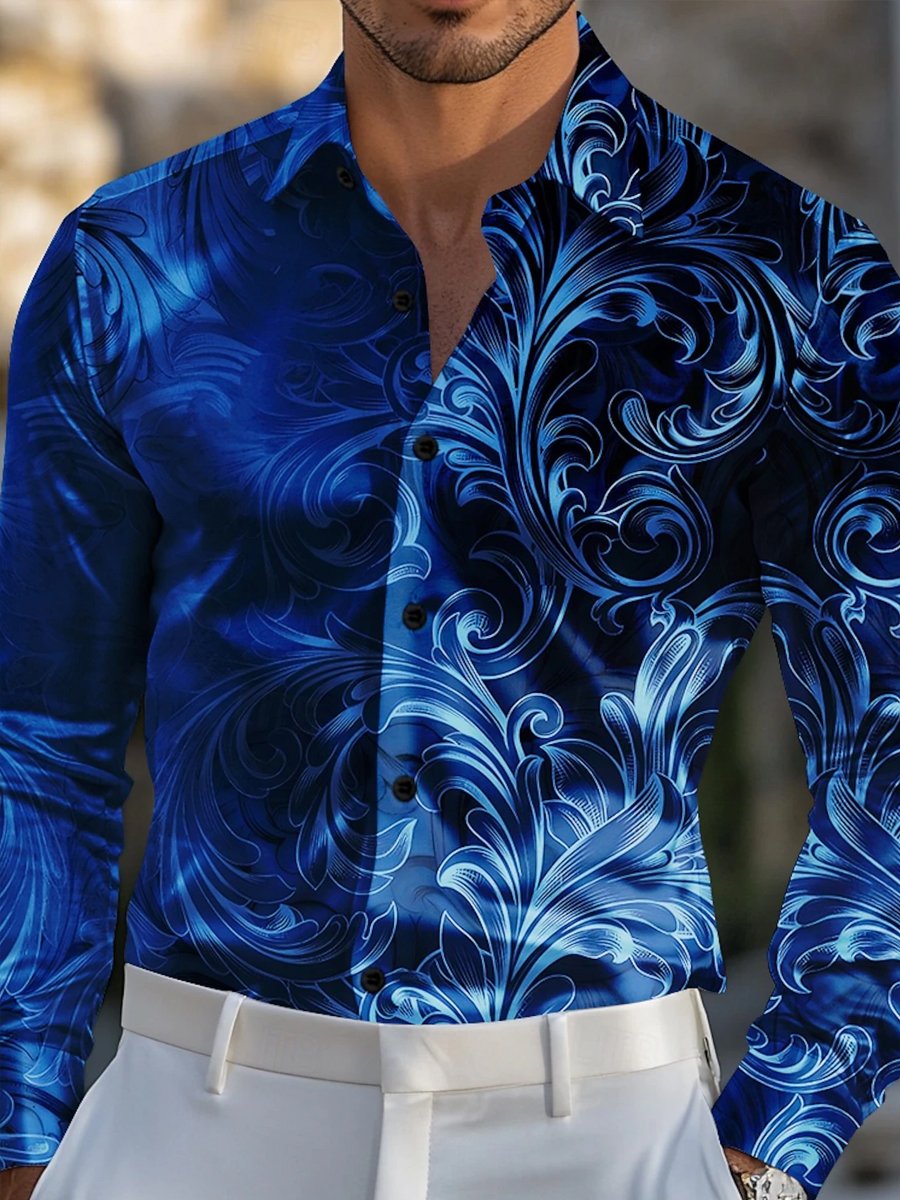 Camisa Paisley degradado de manga larga para hombre