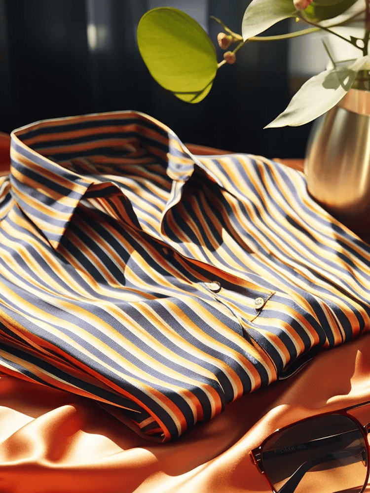 Camisa de lujo Romantic Contrast Color estampado de manga larga para hombre
