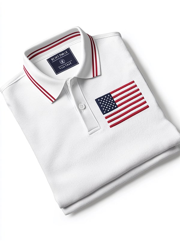Camisa polo clásico ejecutivo Flag Independence Day de manga corta para hombre
