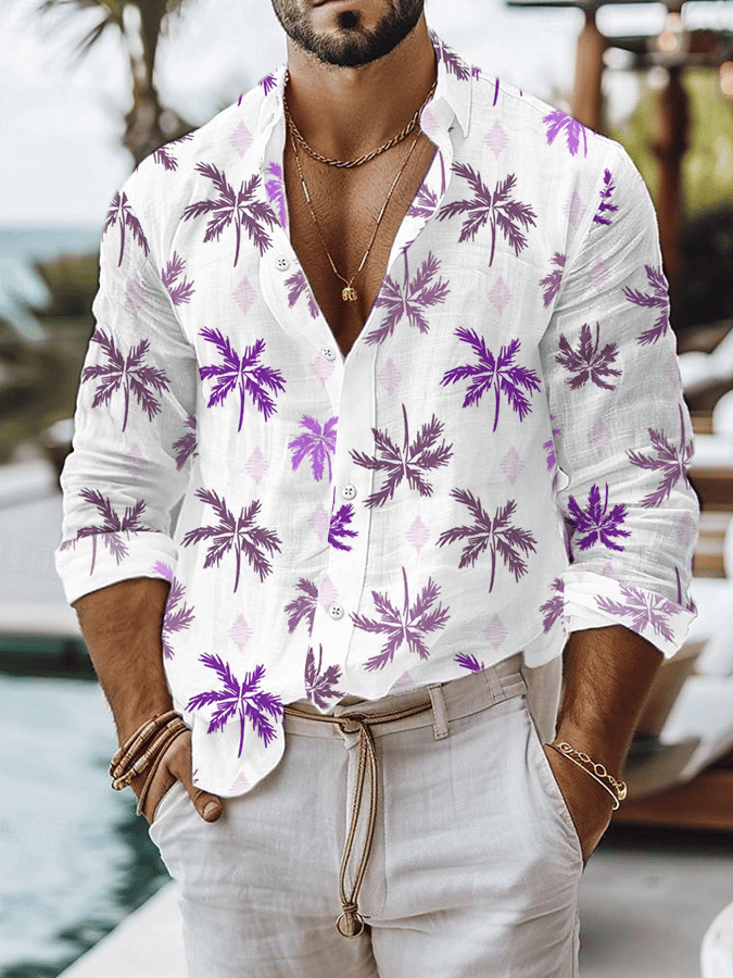 Camisa Palm Tree estampado Holiday para hombre