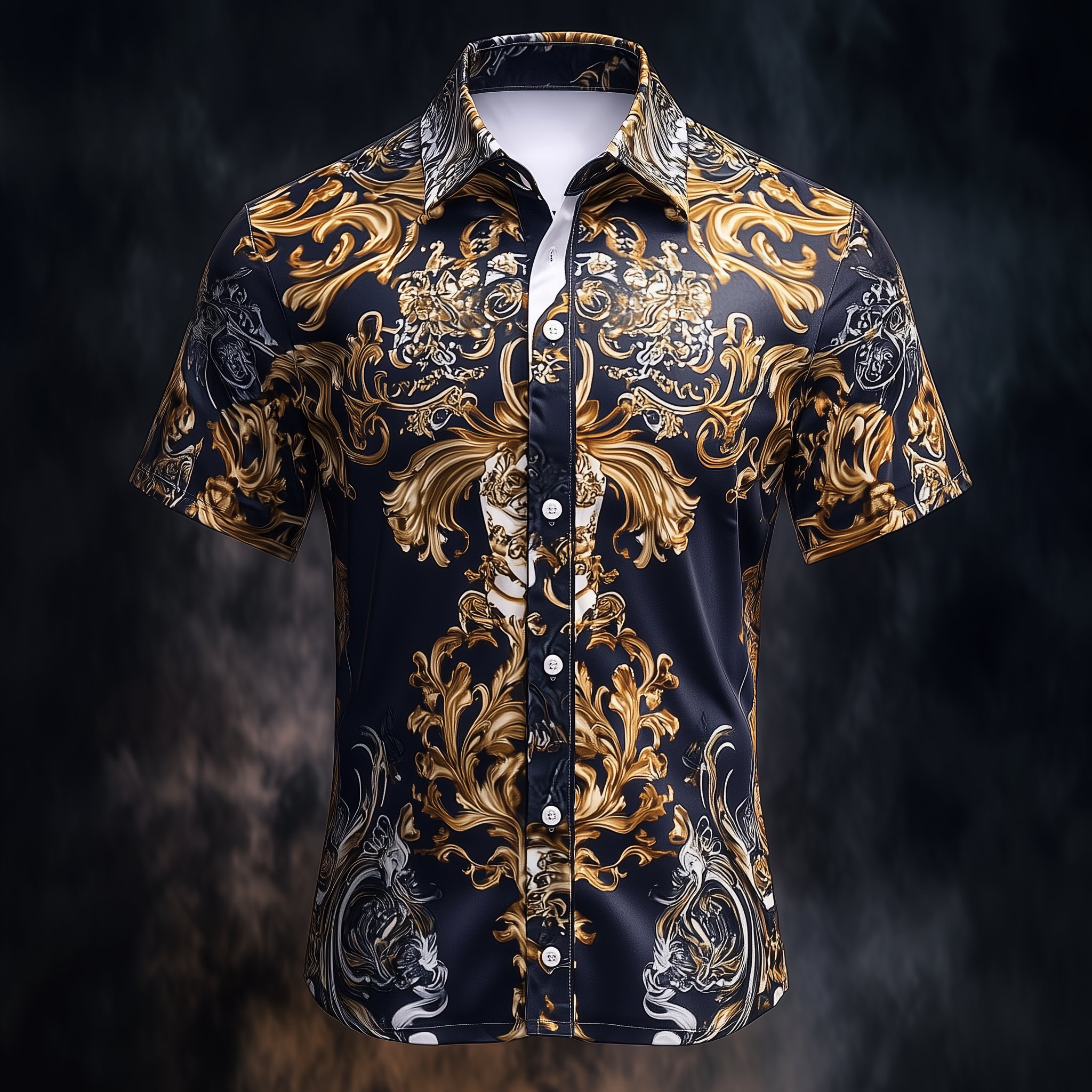 Camisa casual vintage floral estampado de manga corta para hombre
