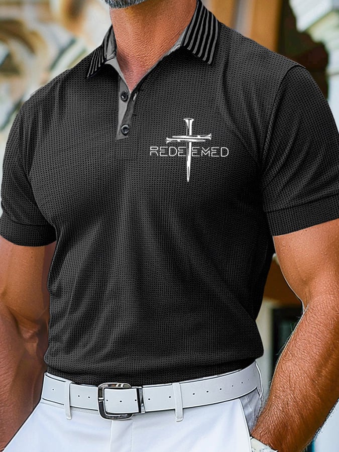 Camisa polo retro Faith Design estampado Comfortable And transpirable casual para hombre