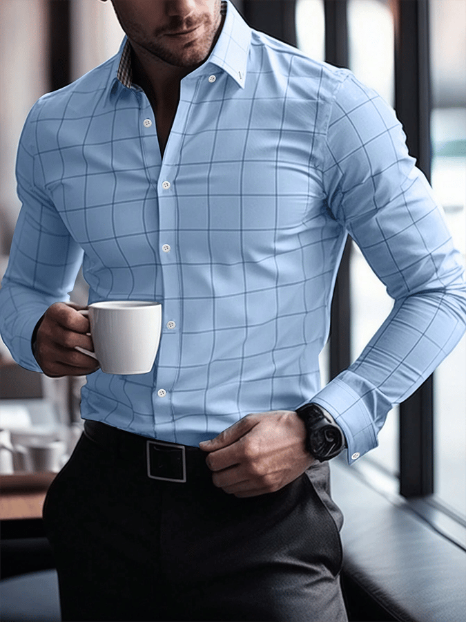Camisa a cuadros ejecutivo casual para hombre